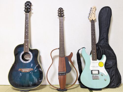 アコースティックギター・サイレントギター・エレキギターの画像